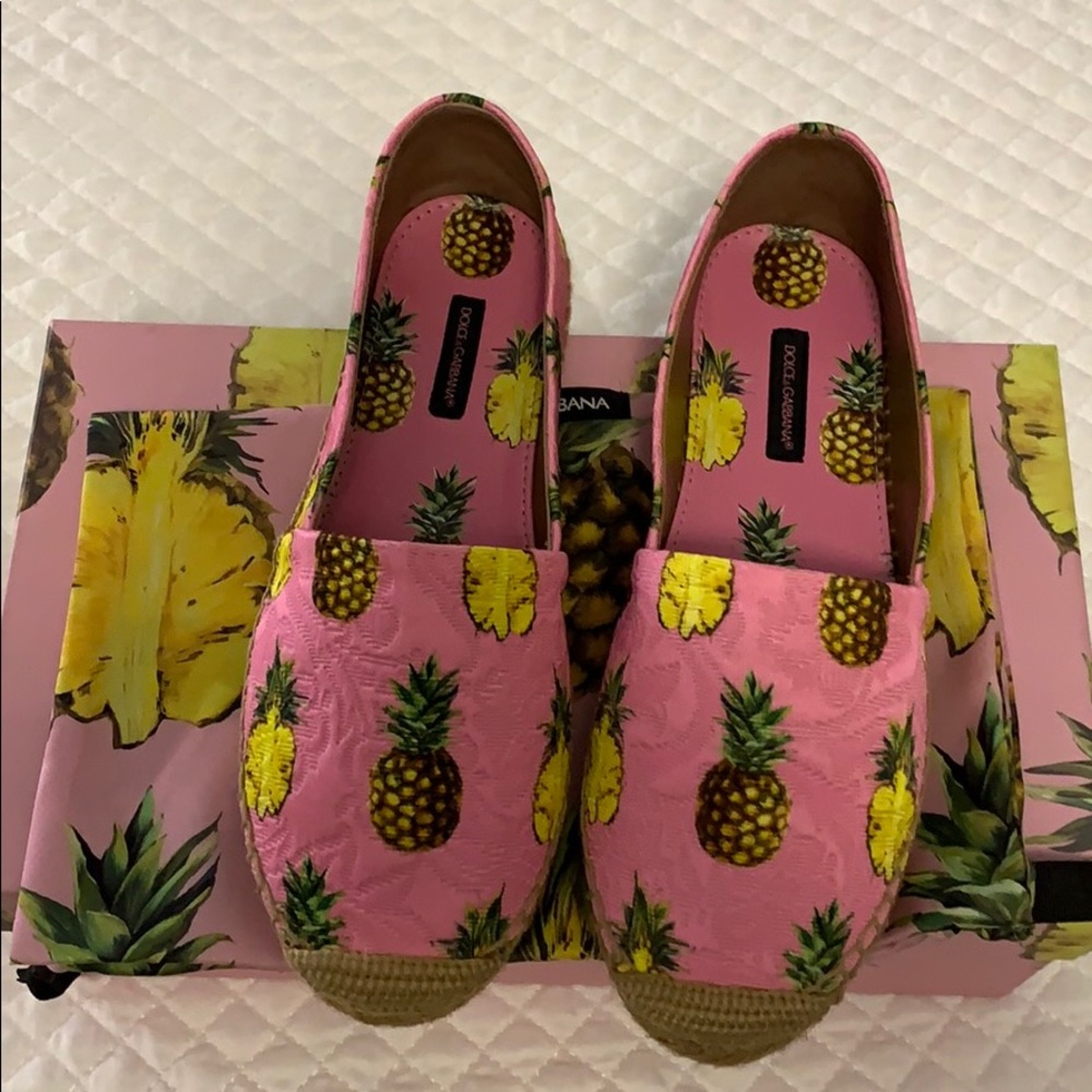 D &G Pineapple Print Brocade Espadrille Flats